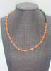 Unique! Coral & nephrite copper necklace.  16" Collar/Choker length.